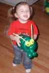 Charlotte holding a Balloon Caterpillar