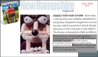 New Hampshire Magazine ImNotaClown.com Balloons